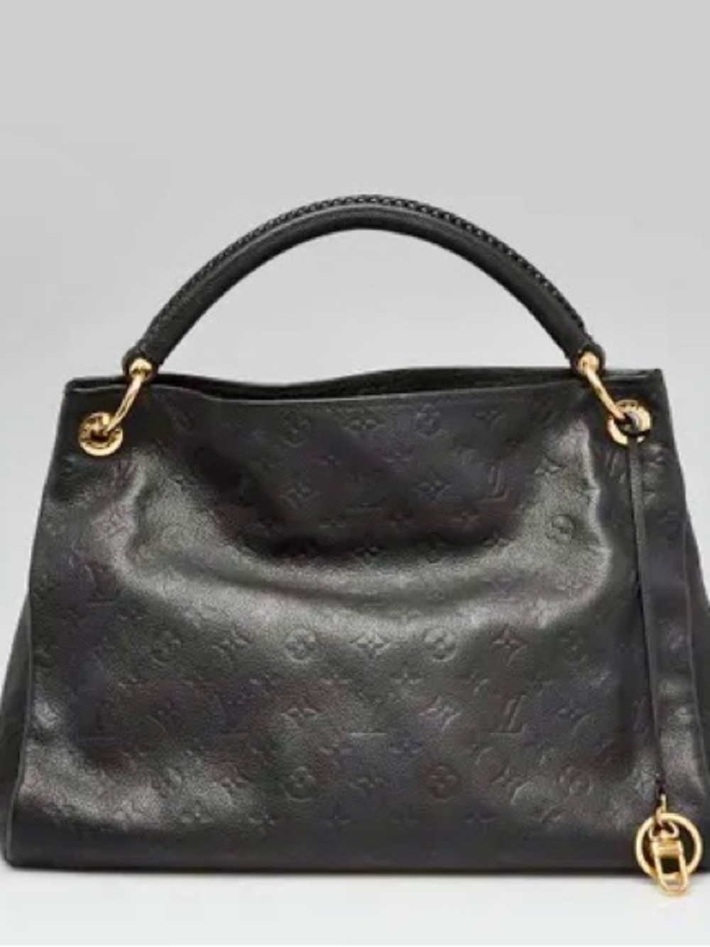 Louis Vuitton Black Monogram Embossed Top-Handle Satchel with Gold Hardware